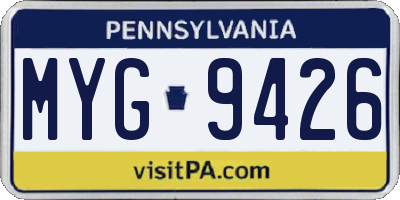 PA license plate MYG9426