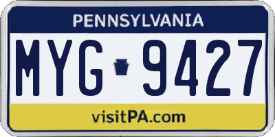 PA license plate MYG9427