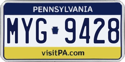 PA license plate MYG9428