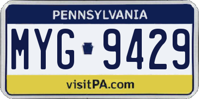 PA license plate MYG9429