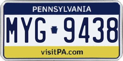 PA license plate MYG9438