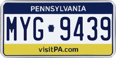 PA license plate MYG9439