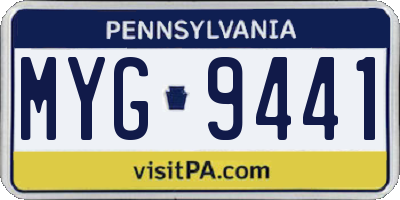 PA license plate MYG9441