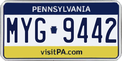 PA license plate MYG9442