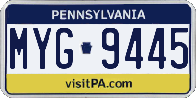 PA license plate MYG9445