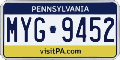 PA license plate MYG9452