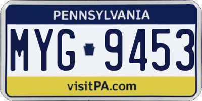 PA license plate MYG9453