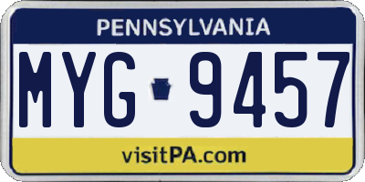 PA license plate MYG9457