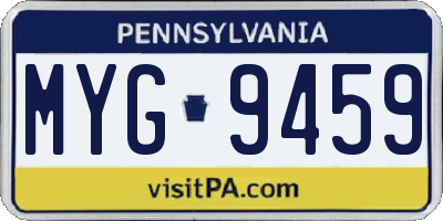 PA license plate MYG9459