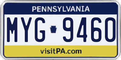 PA license plate MYG9460