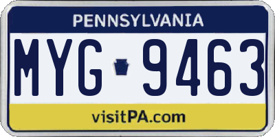 PA license plate MYG9463