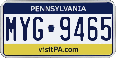 PA license plate MYG9465