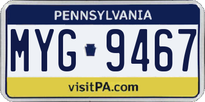 PA license plate MYG9467
