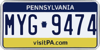 PA license plate MYG9474