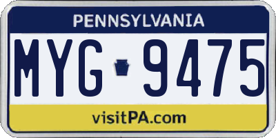 PA license plate MYG9475
