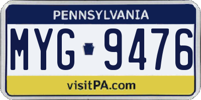 PA license plate MYG9476
