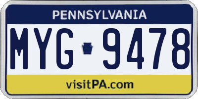 PA license plate MYG9478