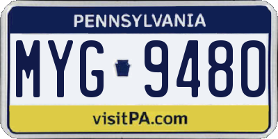 PA license plate MYG9480