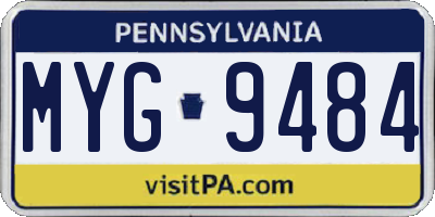 PA license plate MYG9484