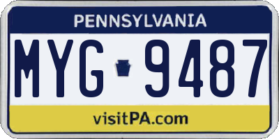PA license plate MYG9487