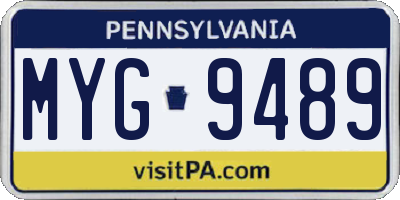 PA license plate MYG9489