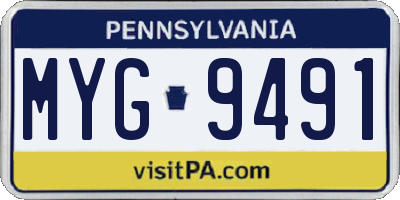 PA license plate MYG9491