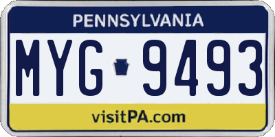 PA license plate MYG9493
