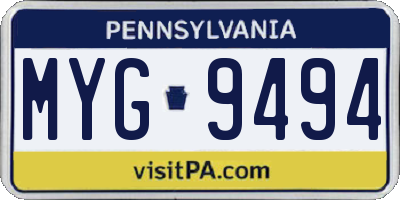 PA license plate MYG9494