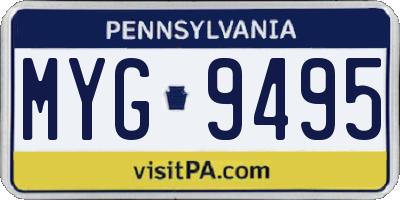 PA license plate MYG9495