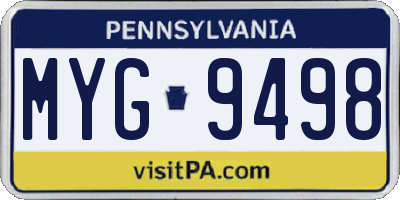 PA license plate MYG9498