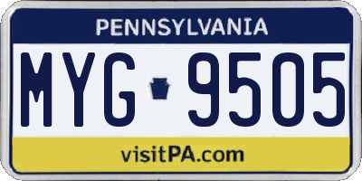 PA license plate MYG9505