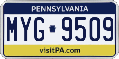 PA license plate MYG9509
