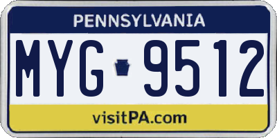 PA license plate MYG9512
