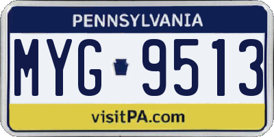 PA license plate MYG9513