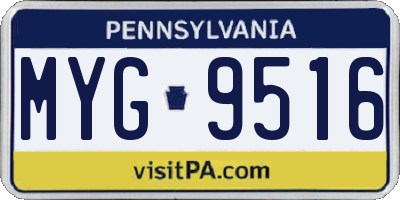 PA license plate MYG9516