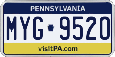 PA license plate MYG9520