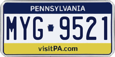 PA license plate MYG9521