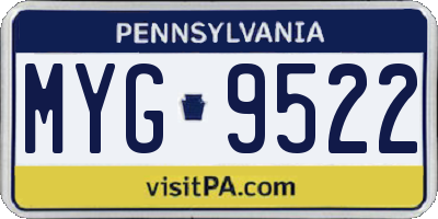 PA license plate MYG9522