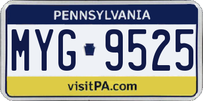 PA license plate MYG9525