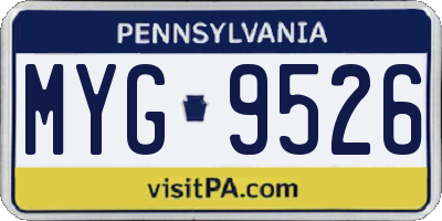 PA license plate MYG9526