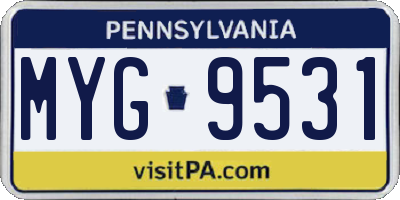 PA license plate MYG9531