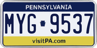 PA license plate MYG9537