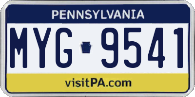 PA license plate MYG9541