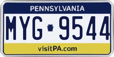PA license plate MYG9544