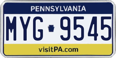 PA license plate MYG9545