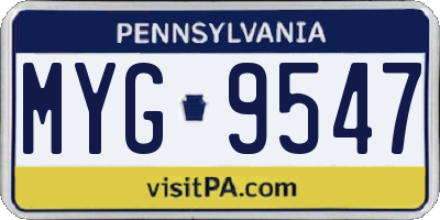 PA license plate MYG9547