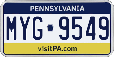 PA license plate MYG9549