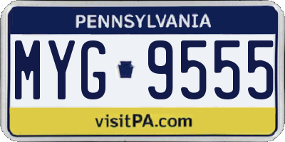 PA license plate MYG9555