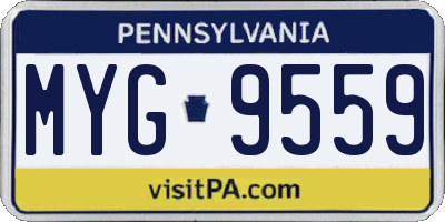 PA license plate MYG9559