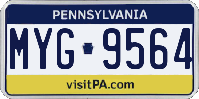 PA license plate MYG9564